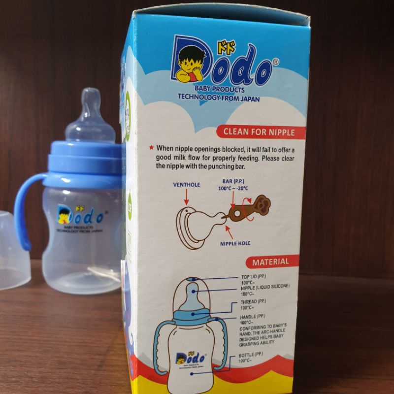 Dodo Botol Susu PP Deluxe With Handle 180ml Botol Susu Bayi Wide Neck BPA Free LSR