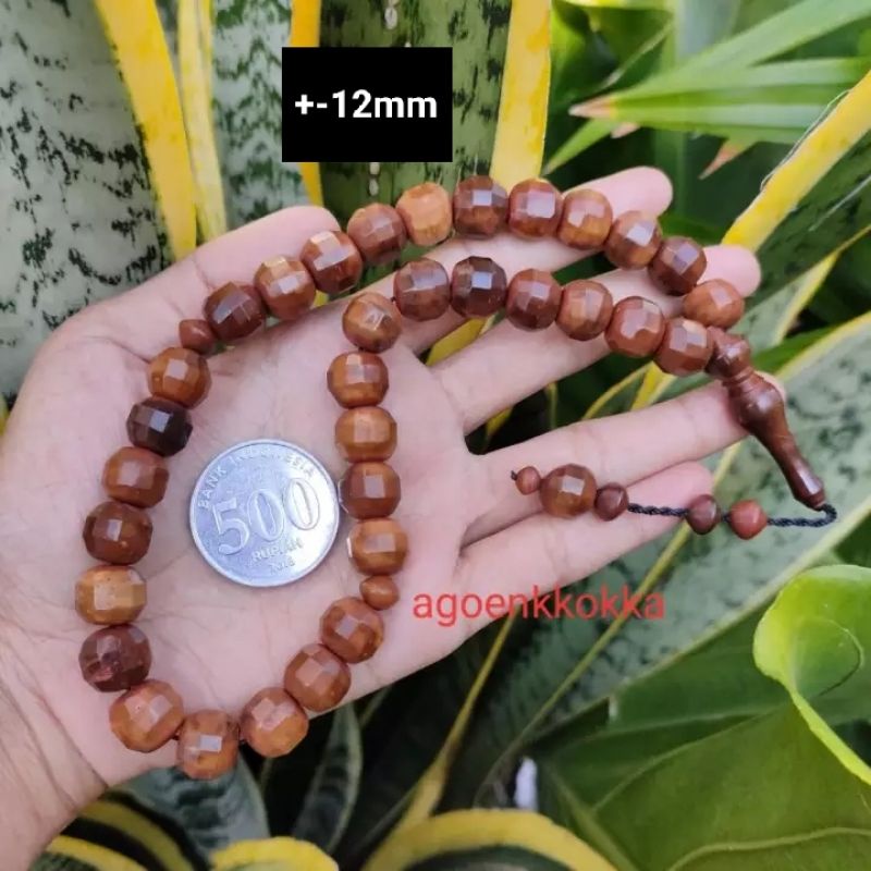 Tasbih 33 bulat cutting 12 mm coklat kokka kaukah