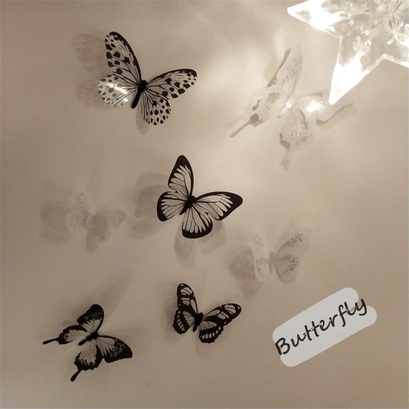 18pcs Stiker Dinding Decal Desain Kupu-Kupu Kristal 3d Untuk Dekorasi Kamar Butterfly