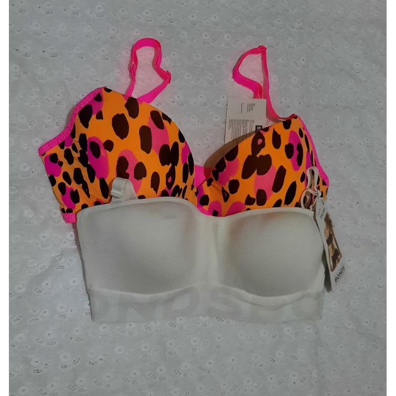 Bonds women's bra. pink dots, white.