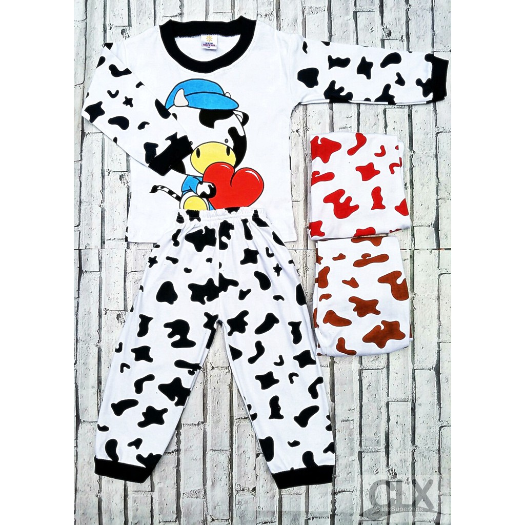 Piyama Anak Baby 1-3Thn Lovely Cow  Baju Tidur Setelan Laki Laki Perempuan