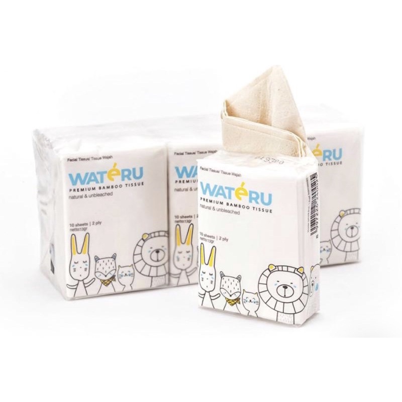 Wateru Premium Bamboo Tissue Pocket Tissue 10sheet 6pcs