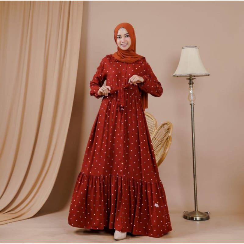 Gamis Polkadot Terbaru,Bahan Rayon,Ukuran Xl