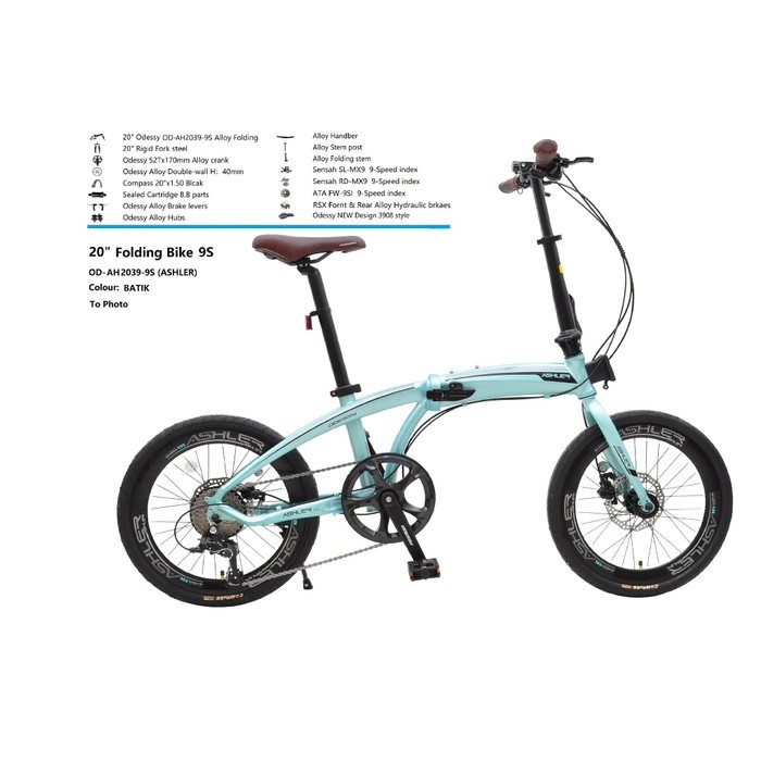 SEPEDA LIPAT / FOLDING BIKE ODESSY ASHLER - 9 SPEED 20" 20 INCH HD HYDROULIK HYDRAULIK