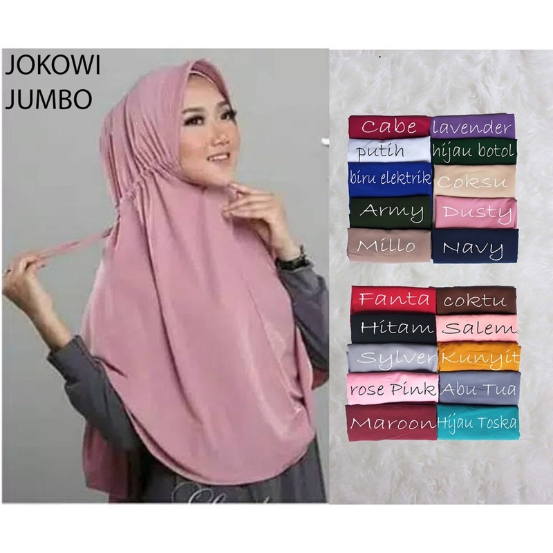 Jilbab Instan Jumbo Bergo Hijab Instan Serut Jokowi Jumbo