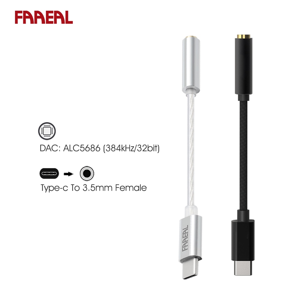 Faaeal KT4099 ALC5686 384kHz / 32bit Headphone Amplifier USB DAC AMP Adapter Tipe C Ke 3.5mm Untuk Win10 Android