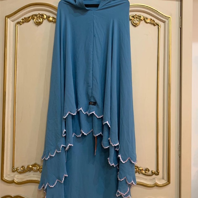 Khimar bordir SiSeSa cadet blue new with tag