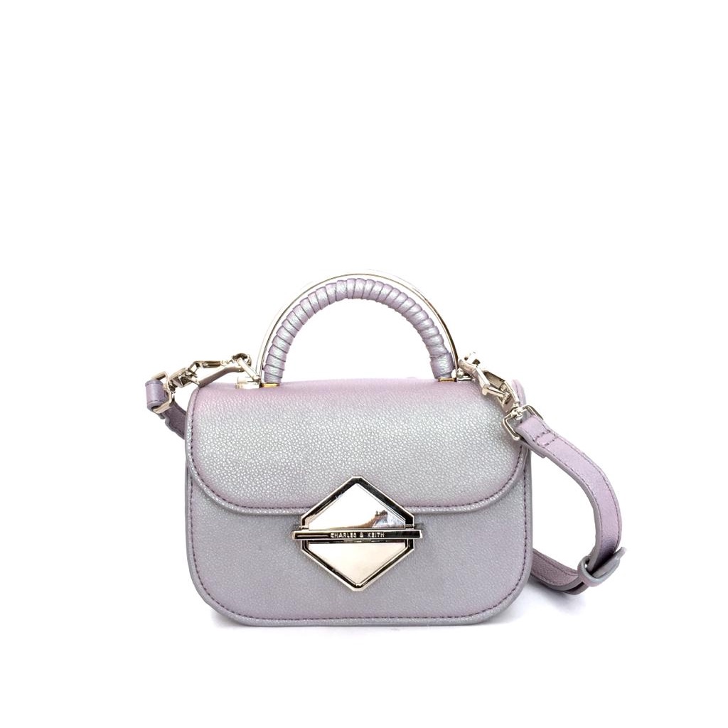 Tas Wanita Charles & Keith Metallic Accent Top Handle Bag