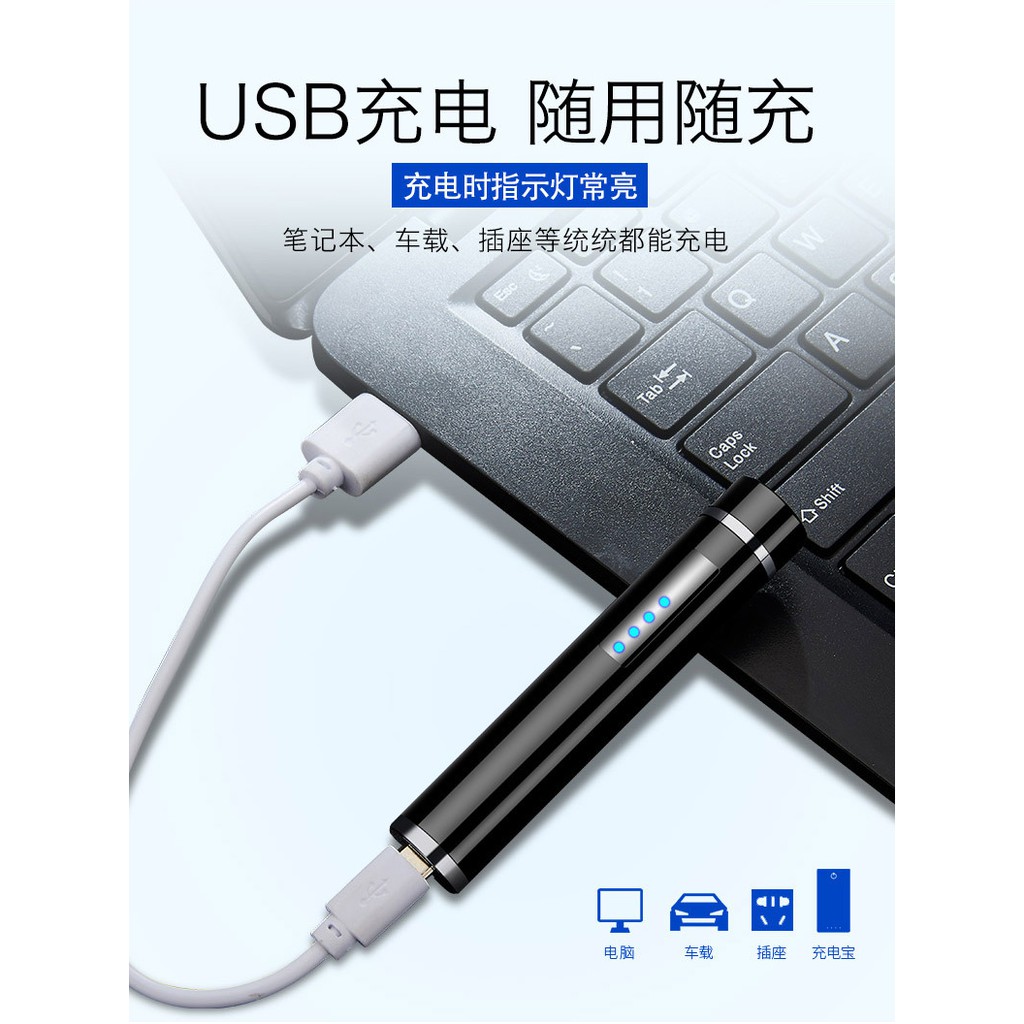 USB lighter Touch Button Tabung ku03 korek api usb elektrik glossy Dual Arc Plasma fingerprint