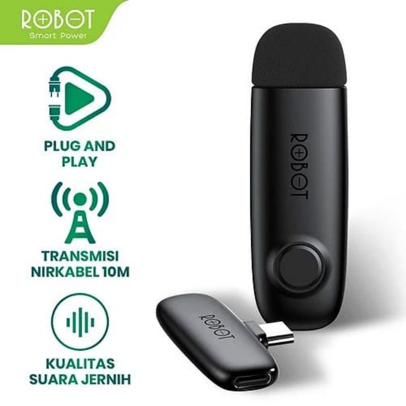 [Robot RS020] Microphone Bluetooth Usb Type C Mic Clip On Wireless