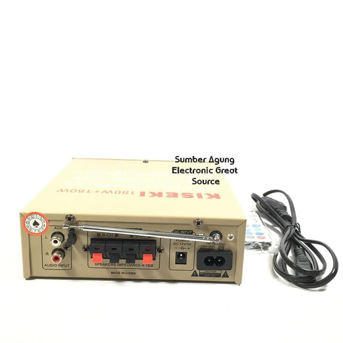 Ampli SN808BT AC DC Listrik Rumah 180W + 180W Bluetooth Mic USB SD