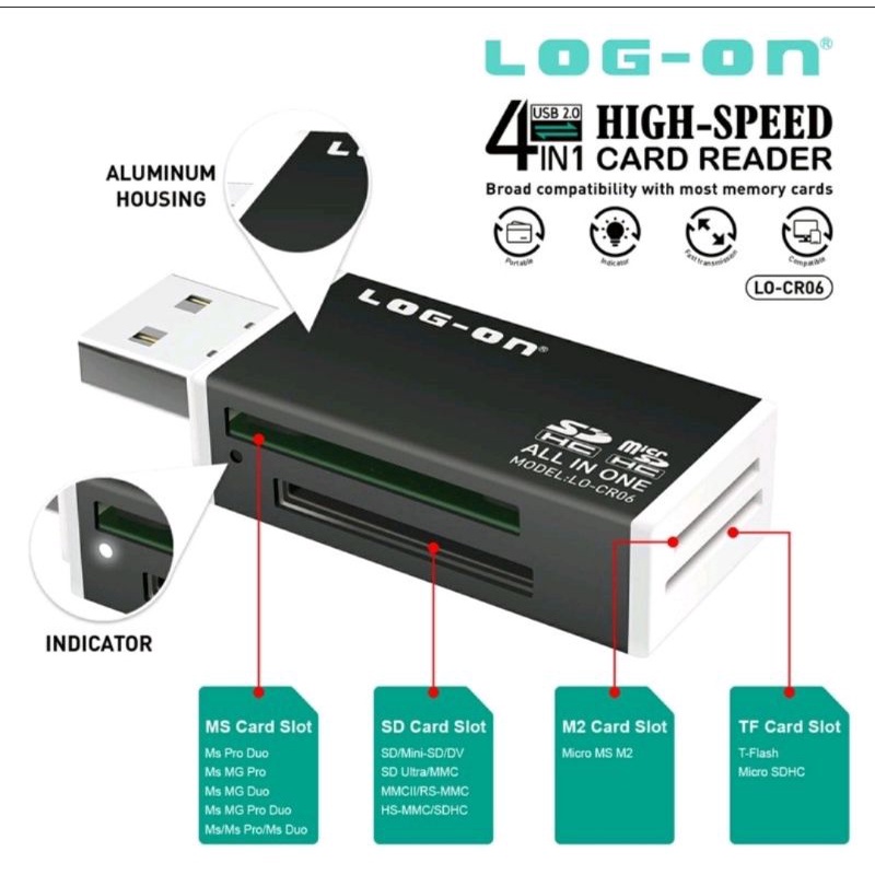 Card Reader LOG ON Universal 4in1 Aluminum Housing