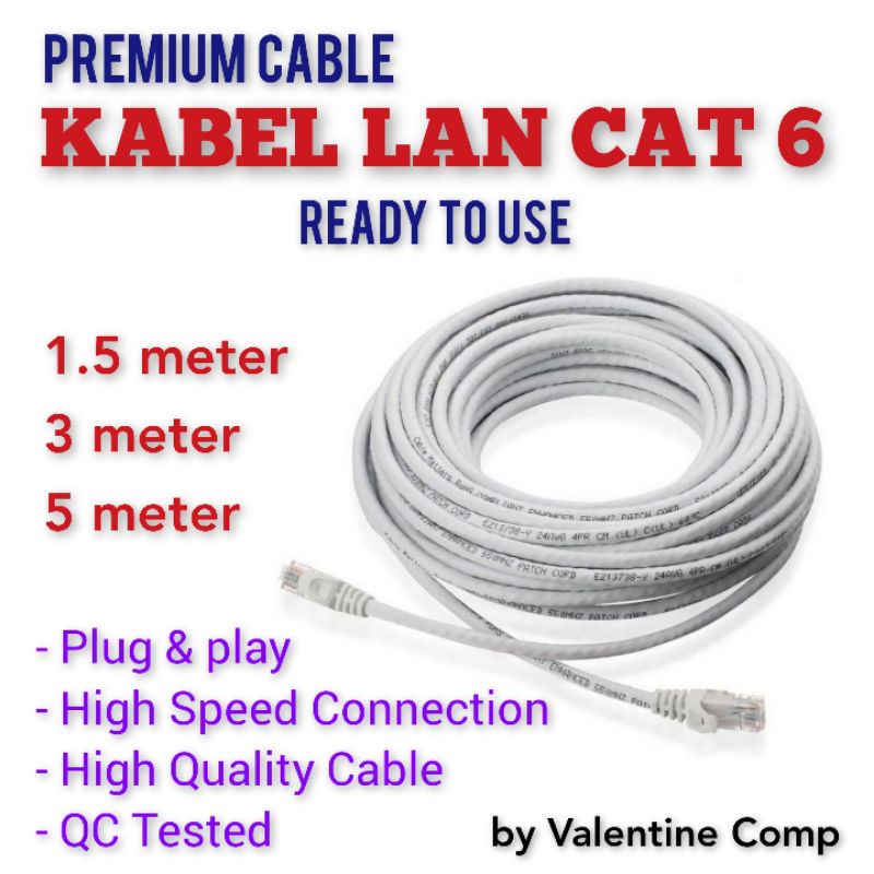 KABEL LAN UTP NYK CAT 6 / CAT6 GIGABIT SPEED PLUS RJ45 HIGH QUALITY CABLE ( SIAP PAKAI ) 1,5M, 3M, 5M