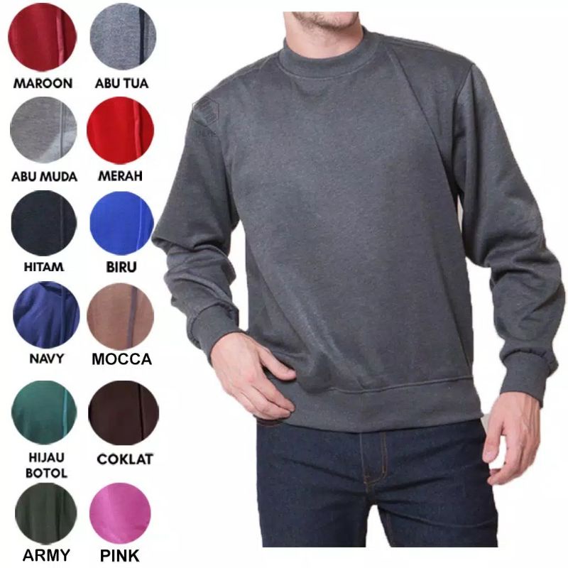 COD/DS1/BAJU SWEATER BASIC POLOS ( M-L-XL )