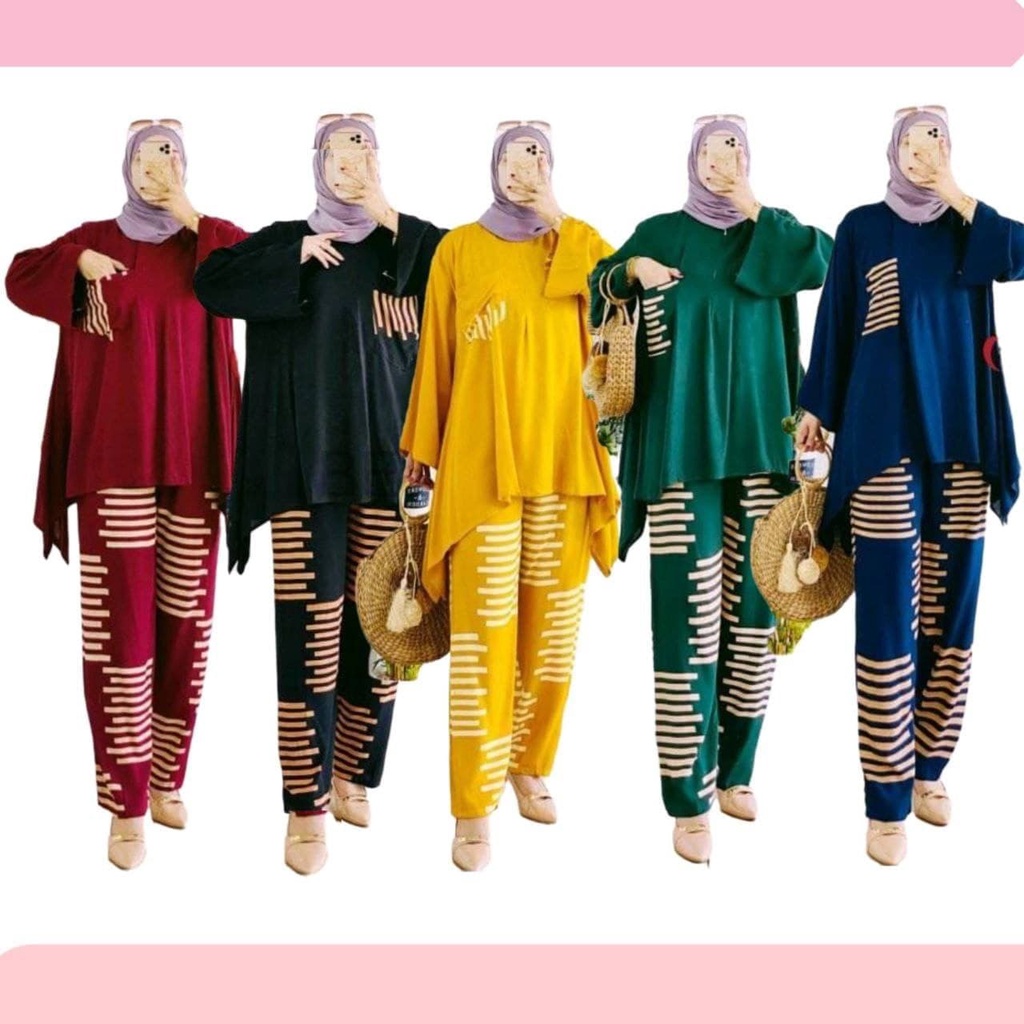 Saga Set Jumbo - One Set Jumbo Waka Waka  Setelan Wanita Rayon Premium Set Celana Panjang Tie Dye Kekinian LD 130 cm