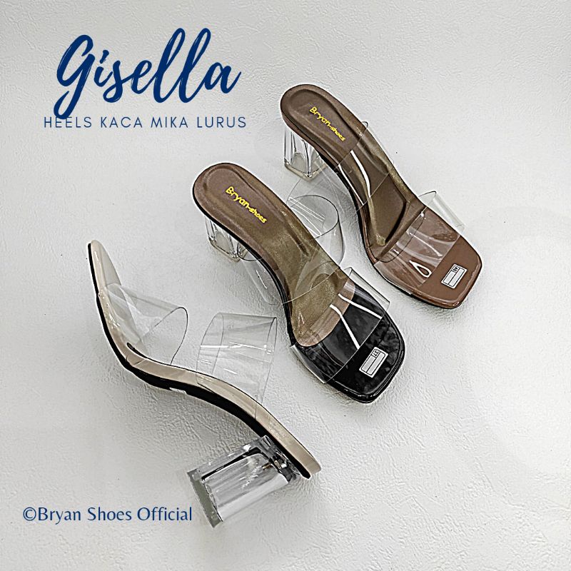 Bryan Gisella Heels Transparan Hak Tahu Kaca Mika Lurus Jumbo Oversize Bigsize 36-40 41-43