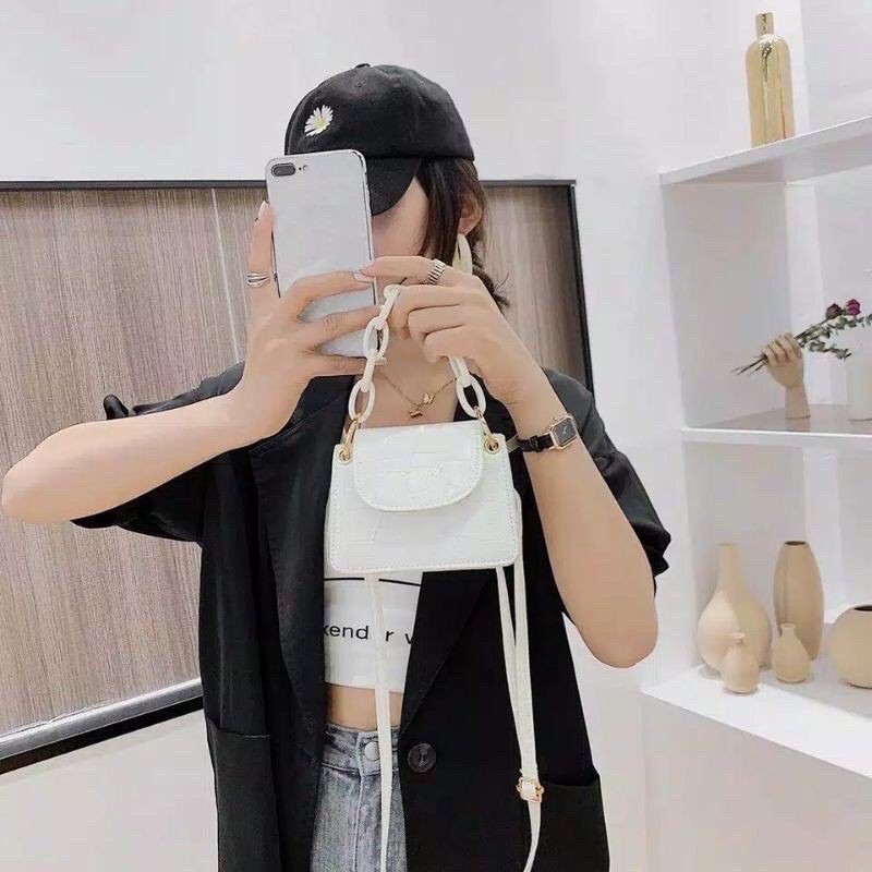 CLR - Sling Bag Croco Mini Tas selempang wanita Lilac Muat Hp-2