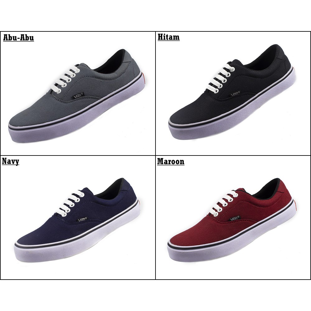 SM88 - Sepatu Sneakers Bertali Pria Vans Authentic Era Hitam Maroon Navy Abu Kets Sekolah Kuliah