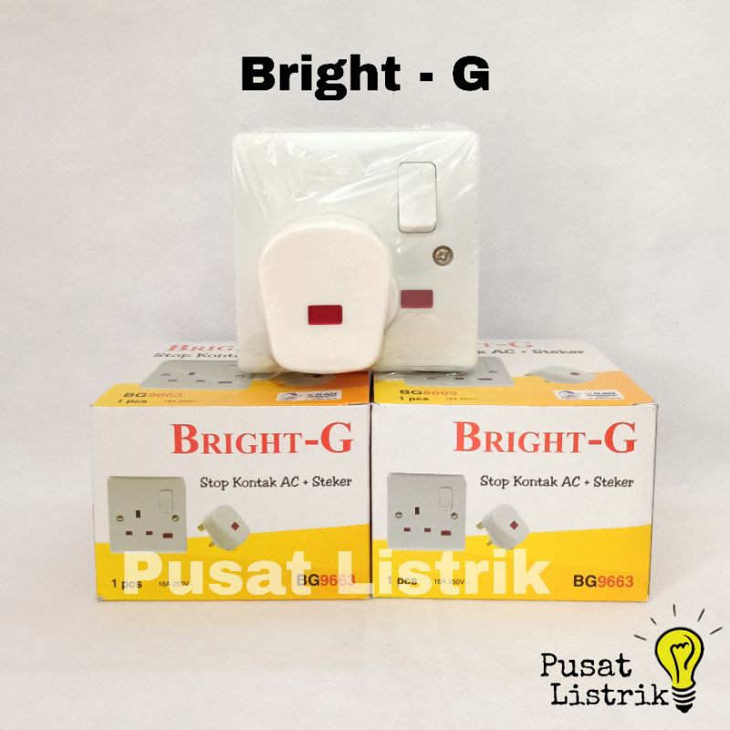 Stop Kontak AC Set Bright-G Stop Kontak AC + Steker On Off BG9663