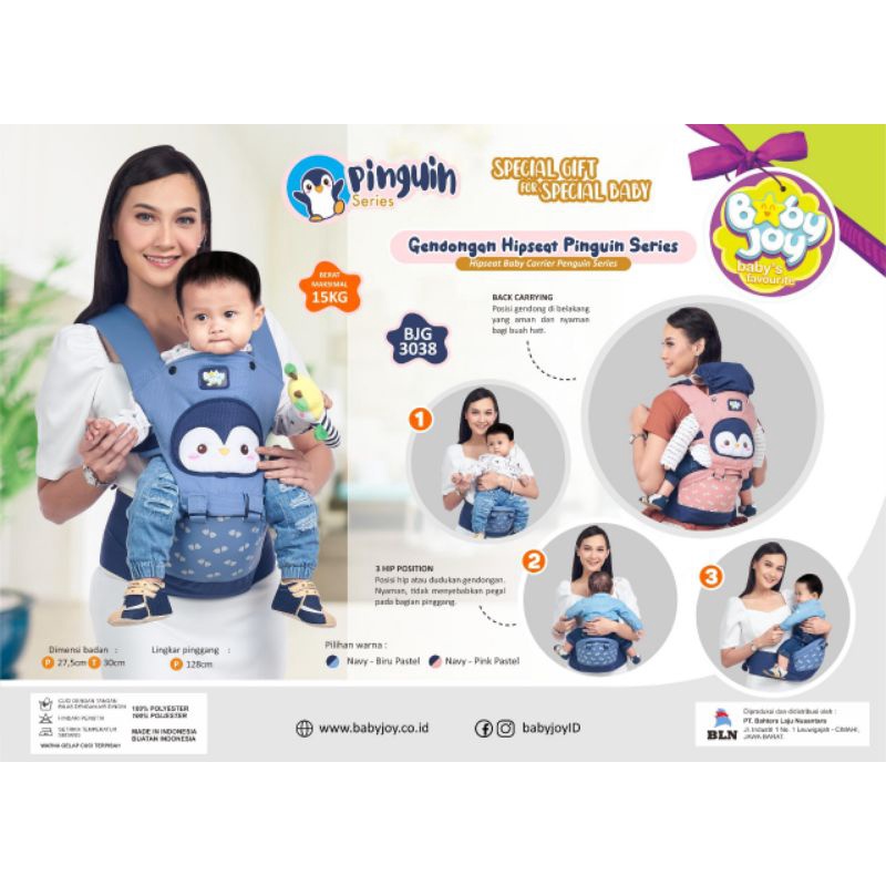 Gendongan Hipseat Baby Joy Pinguin Series