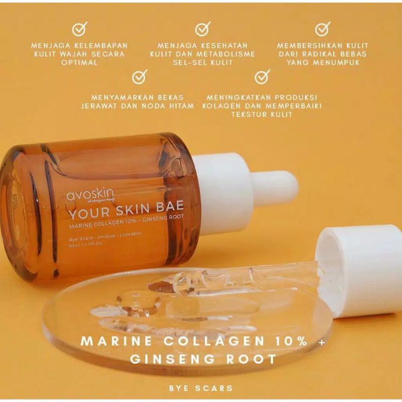 (BPOM) AVOSKIN Your Skin Bae Marine Collagen 10% + Ginseng Root 30ml