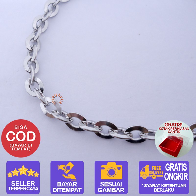 Lovelybutik Gelang Titanium Asli  Anti Luntur Gelang Tangan Wanita Rantai Nori Kaca Ukuran 18 cm