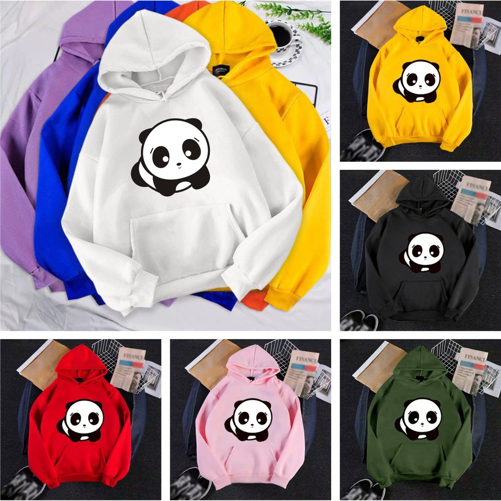 FenishaStore Sweater Hoodie Wanita Kekinian Kantong Depan PANDA BLOK Bisa Bayar Ditempat COD