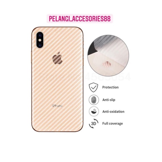 SKIN CARBON ANTIGORES BELAKANG HP IPHONE 11 - 11 PRO - 11 PRO MAX - XR - XS - XS MAX - X