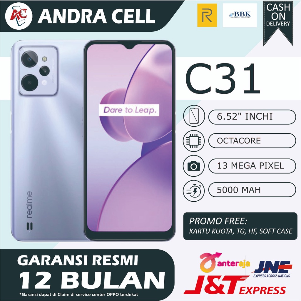 Hp Realme C31 ram 3/32 dan 4/64 Garansi Resmi