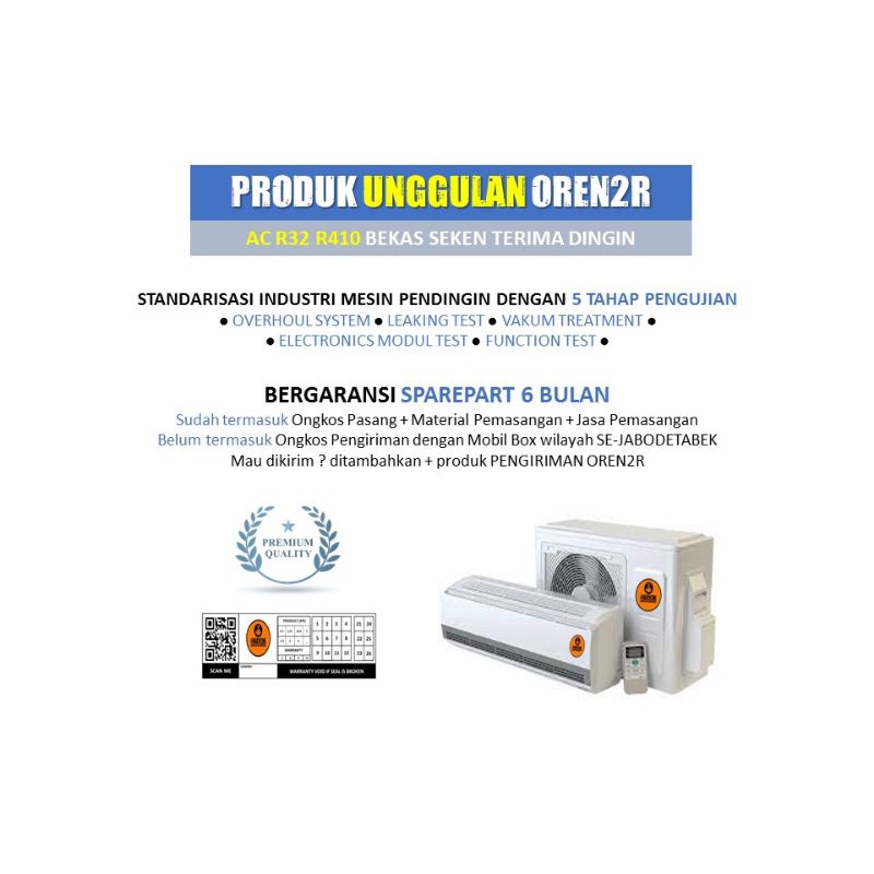 AC Bekas Seken R32 R410 Garansi 6 Bulan
