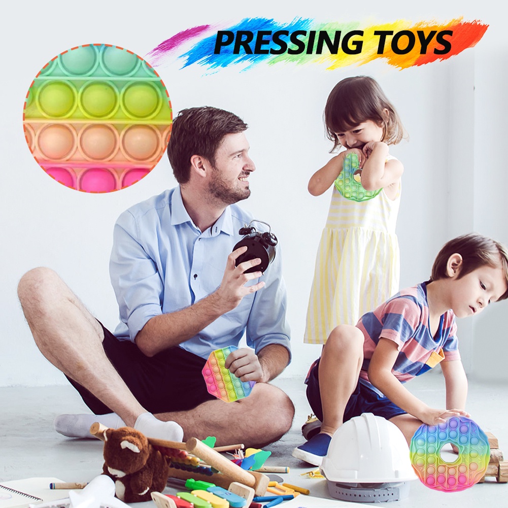 【TK】Foxmind Push Pop It ti Fidget Toy Bubble Fidget Kids Sensorial Colorful Unicorn Rainbow Robot Dinosaur Toys