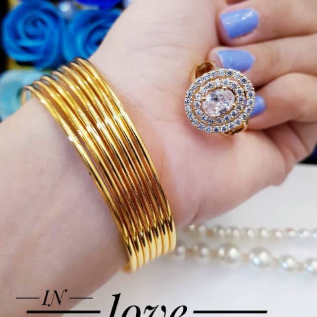 Xuping gelang dan cincin lapis emas 24k 1550j