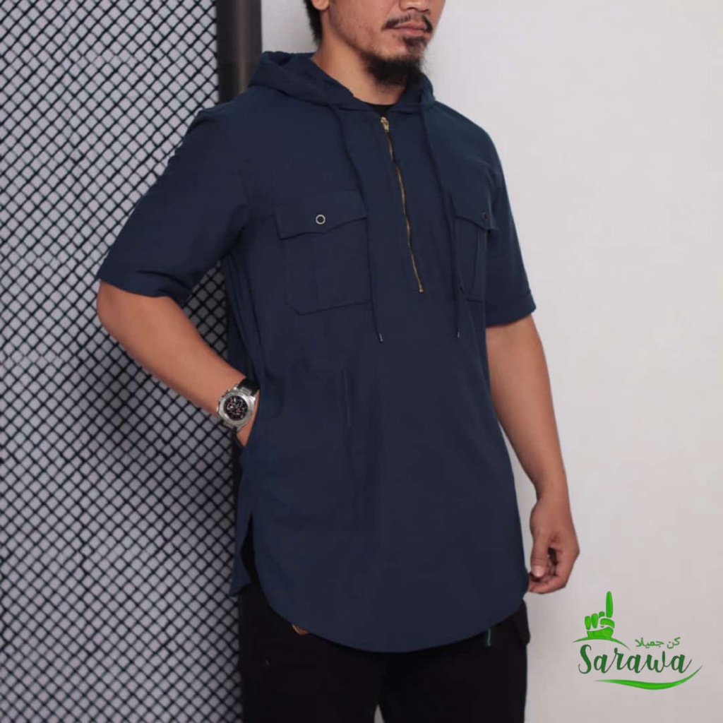 QURTA HOODIE SARAWA atasan lengan pendek sarawa