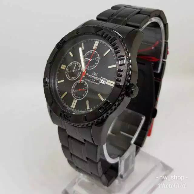 Jam Tangan Pria Mirage 8186  Black Original . Jam Tangan Pria