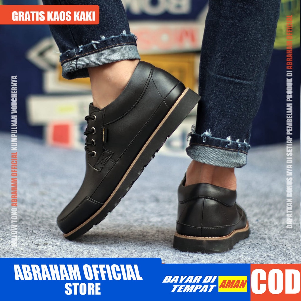 ABRHM X JOE Sepatu Kasual Pria Sepatu Casual  Kulit Pu Casual Cowok / Cowo Sepatu Kerja Kantor Semi Formal Anti Slip Kuliah Kondangan Gaya keren Kekinian Murah Terlaris