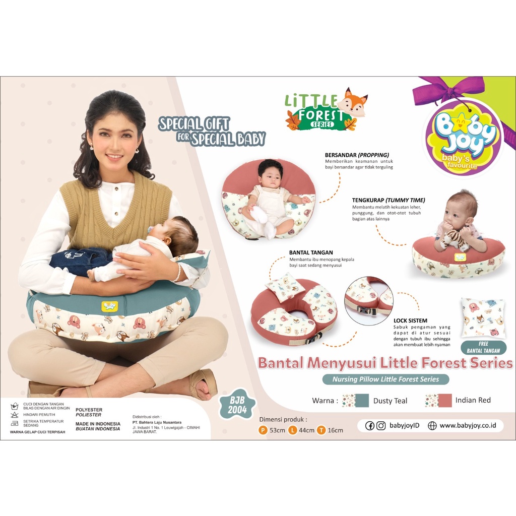 Baby Joy Nursing Pillow Bantal Menyusui (Dengan Gasper) + Free Bantal Lengan Peang Little Forest Series BJB 2004 / Omiland ( Rainbow / Panda / Cactus / Zebra / Alpaca / Sloth / Sailor )