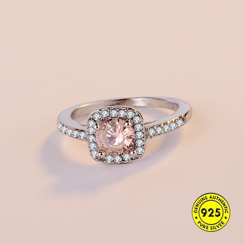 Cincin Zircon Bahan S925 Silver Gaya Eropa Dan Amerika Untuk Wanita