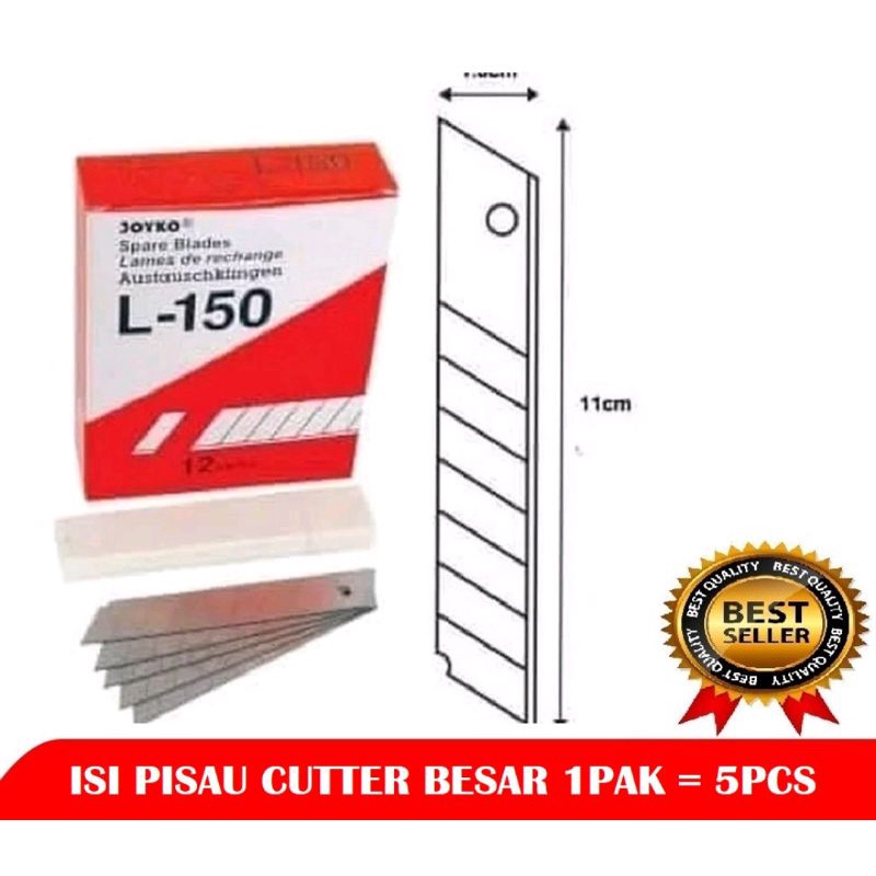 

Refill Isi Anak Cutter Joyko | 1pak isi 5pc mata pisau | 1kotak isi 12pack x 5pcs mata pisau | cutter blade