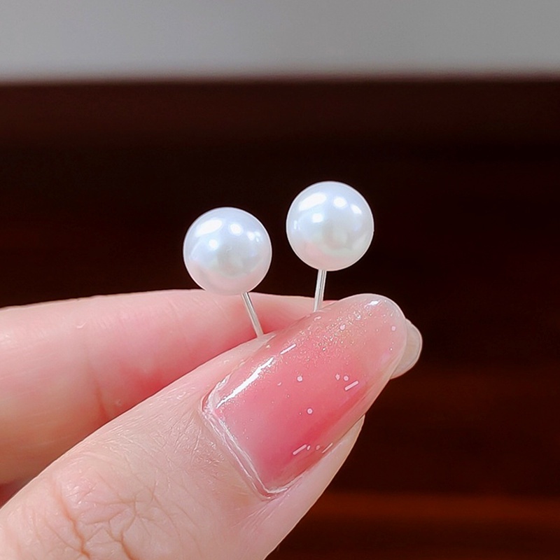 Anting Mode Korea 8mm Mutiara Perak Siswa Perempuan anting Plug Earrings Hadiah