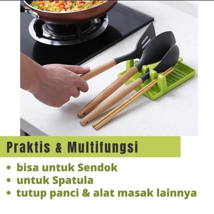 BAROKAH GAMIS Tatakan Sendok Sayur spatula centong Tutup Panci Dudukan Holder Spoon