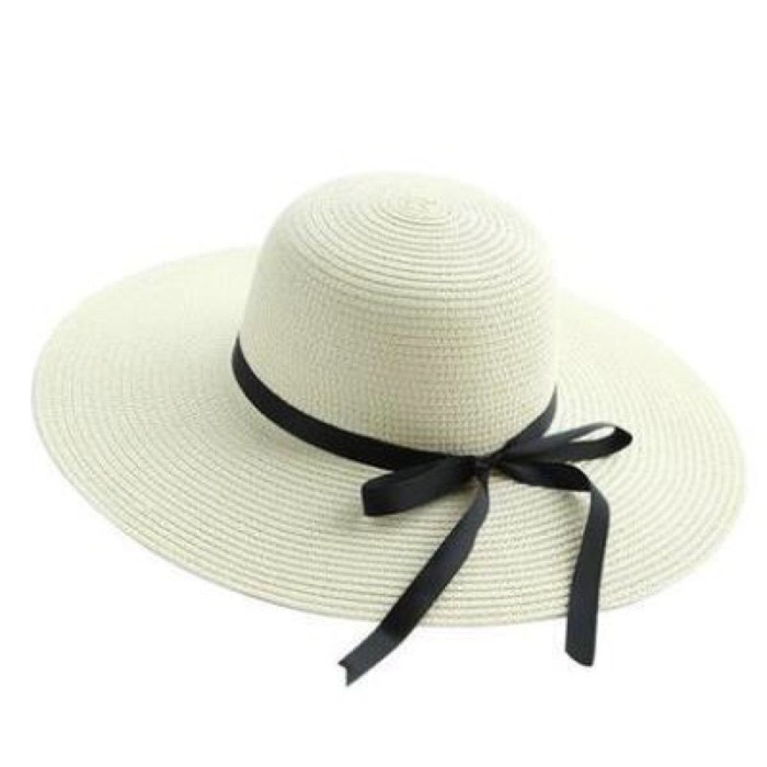 topi pantai wanita Pantai Lebar Wanita PIta Hitam Papper t MUsim Panas - Putih U7R4 TERMURAH topi ce