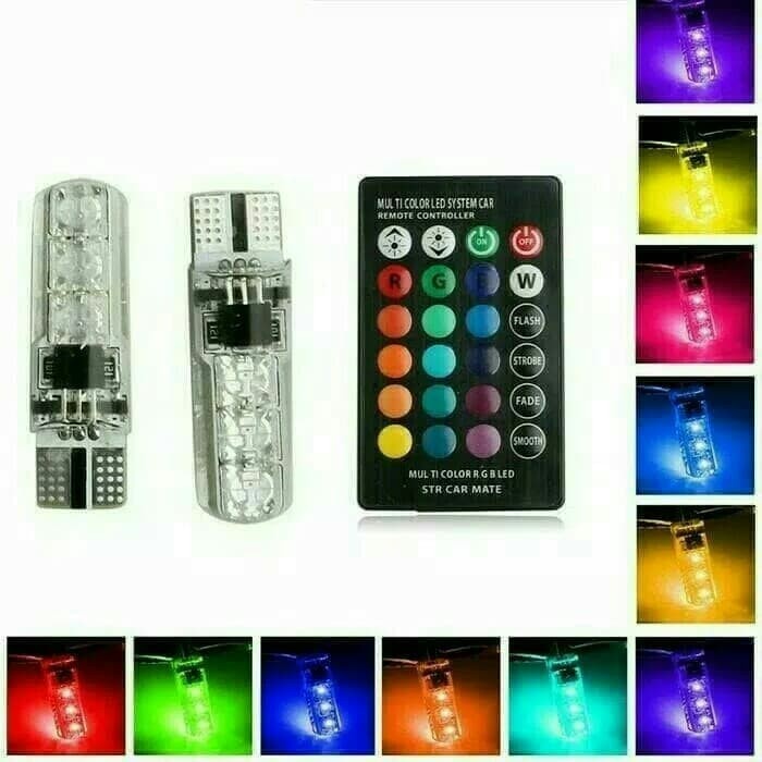 Lampu Senja T10 Remot GARANSI LED Sein Senja Remot T 10 RGB 16 Warna