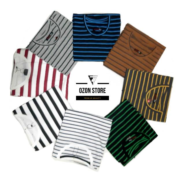 Kaos Stripe Strip Salur Belang Garis Garis Pria Wanita Unisex Kaos Distro