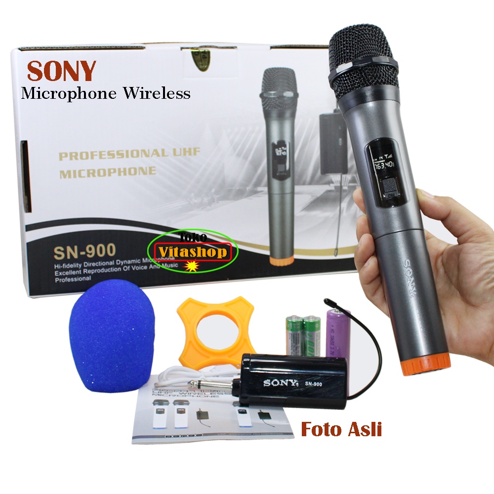 MIC WIRELESS SONY SN-900 MICROPHONE MIK KARAOKE WERLES TANPA KABEL