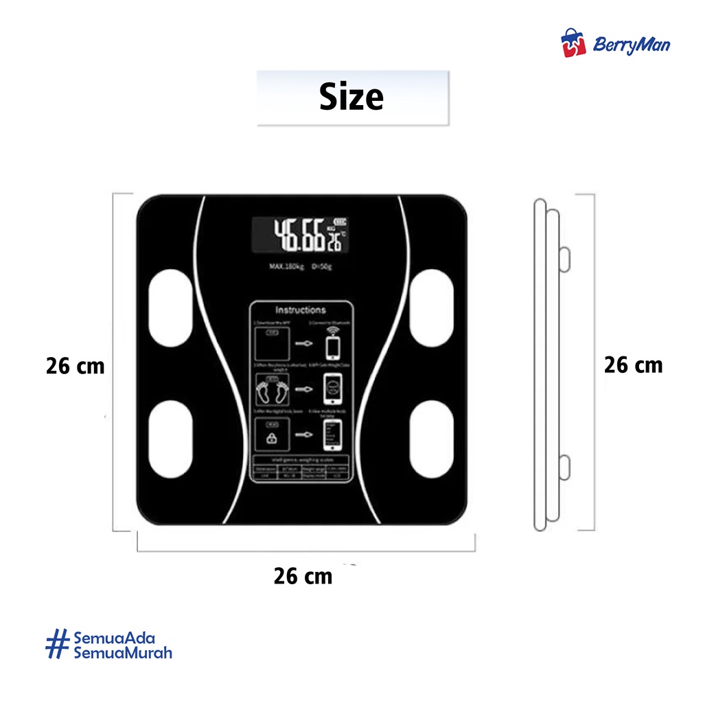 timbangan badan digital body fat monitor with app smart weight scale