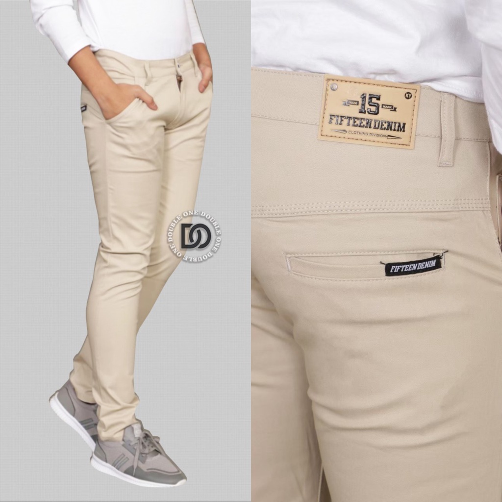 Celana Chino Pria Panjang Slim Fit Original FIFTEEN DENIM