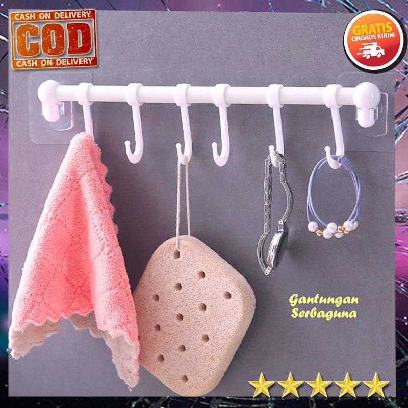 [ COD ] Perlengkapan rumahtangga Gantungan Serbaguna 6 HOOK (Pasangnya tanpa paku tanpa bor