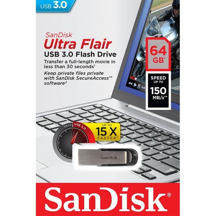 Flashdisk Sandisk Ultra Flair CZ73 64GB - USB 3.0 150MB/s