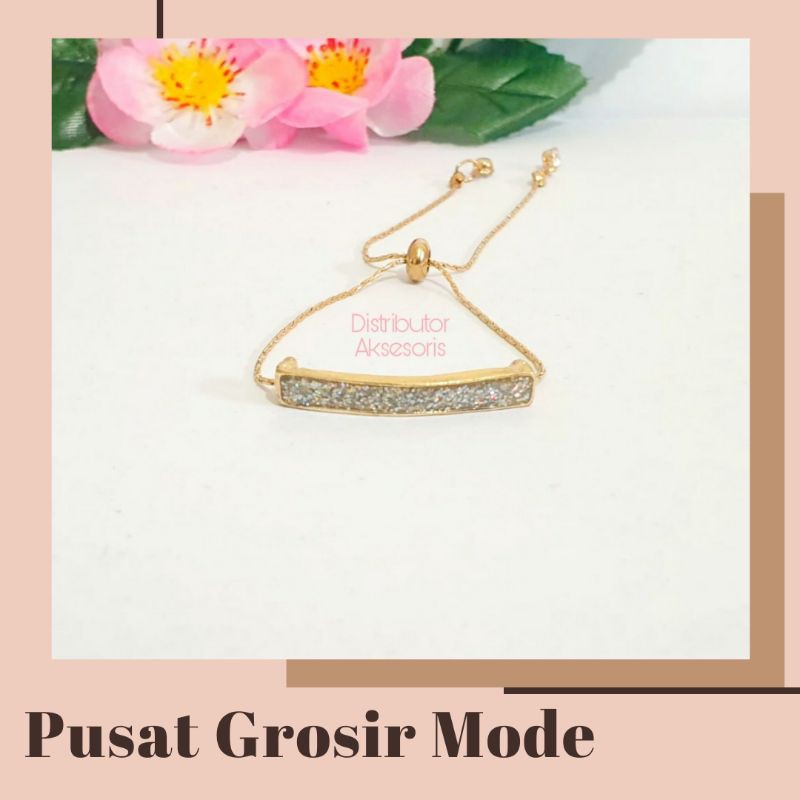 Gelang Plat Glitter Elegan Cantik PGM G39