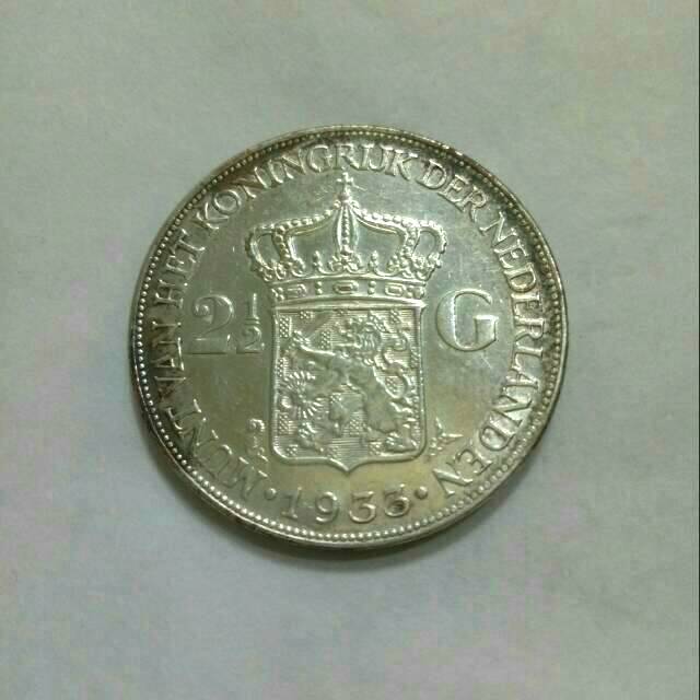 Koin perak 2,5 gulden tahun 1933